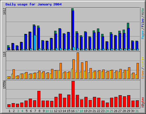 Daily usage for January 2004