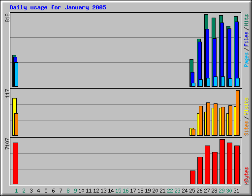 Daily usage for January 2005