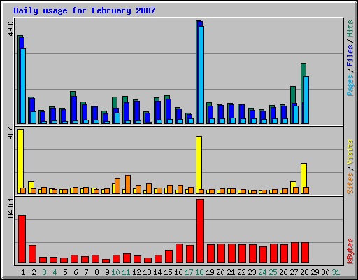 Daily usage for February 2007