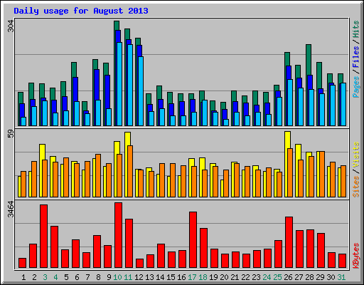Daily usage for August 2013