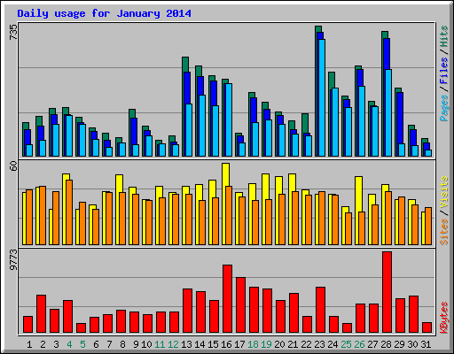 Daily usage for January 2014