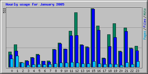 Hourly usage for January 2005