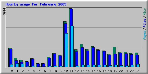 Hourly usage for February 2005