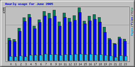 Hourly usage for June 2005