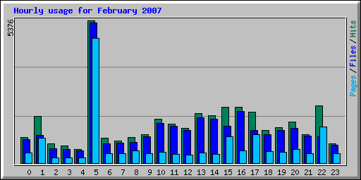 Hourly usage for February 2007