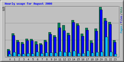 Hourly usage for August 2008