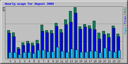 Hourly usage for August 2009