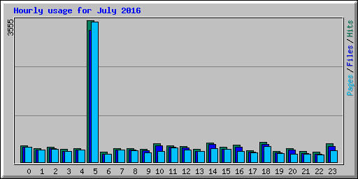 Hourly usage for July 2016